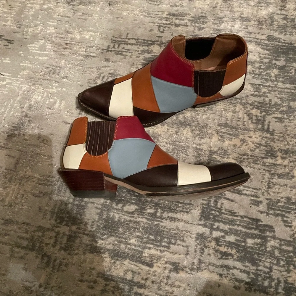 Coach multicolor patchwork booties. Size 6 1/2. - Picture 3 of 6